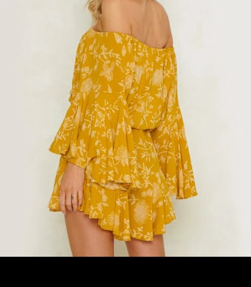Golden Flirty Boho romper Last one - Picture 3 of 6